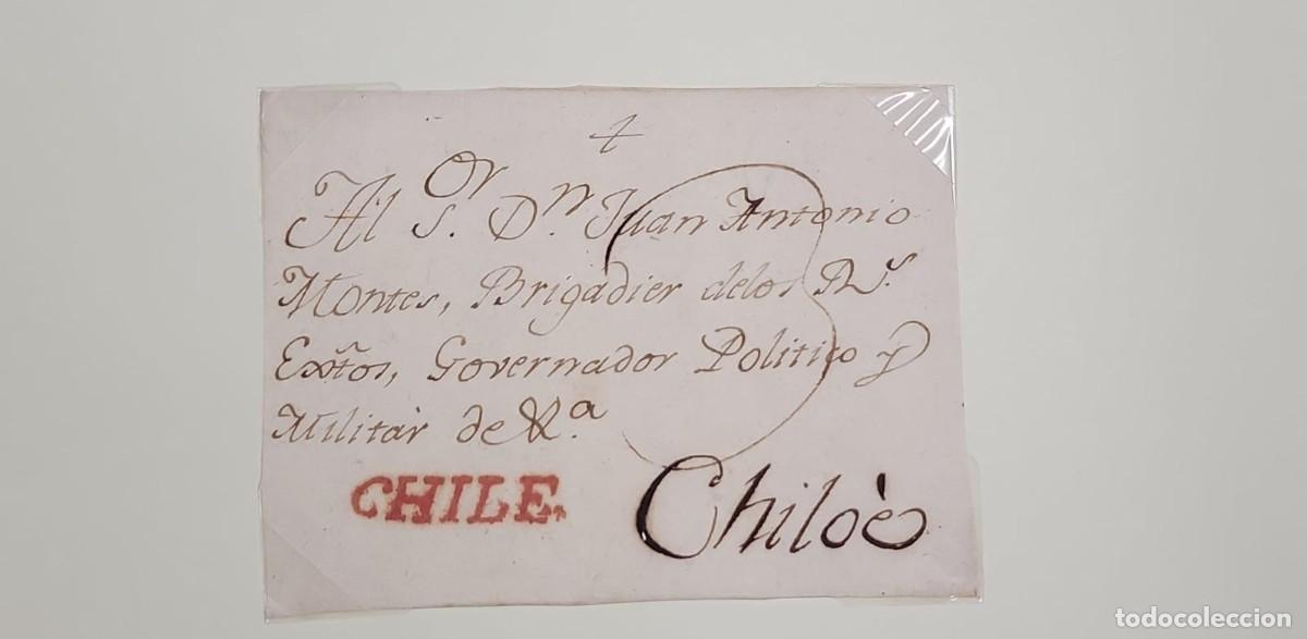 Sellos: O) CHILE, PREPHILATELIC - PRESTAMP, ADDRESSED TO JUAN ANTONIO MONTES, BRIGADIER OF THE ROYAL ARMIES,
