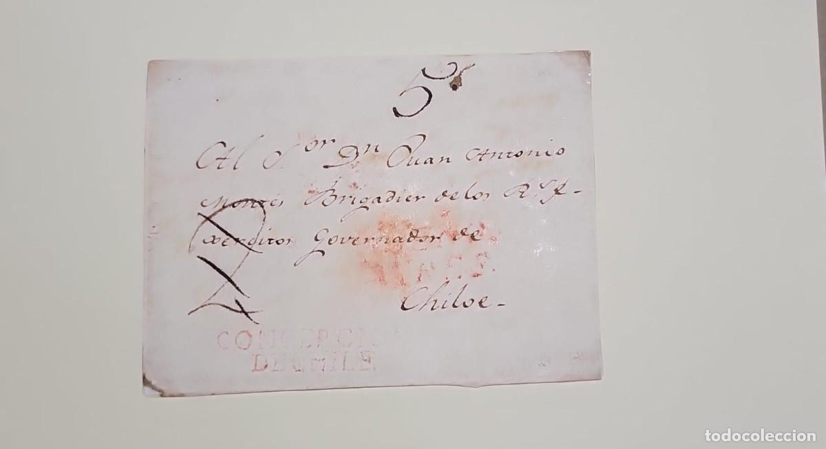 Sellos: O) 1798 circa, CHILE, PREPHILATELIC - PRESTAMP, FROM BUENOS AIRES TO CONCEPCION, WITH TRANSIT IN CO