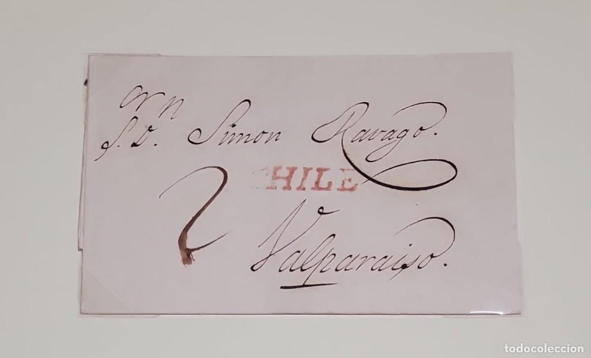 Sellos: O) 1800 circa, CHILE, PREHILATELIC-PRESTAMP, CHILE, ADDRESSED TO SIMON DIAZ RAVAGO, LIEUTENANT COLON