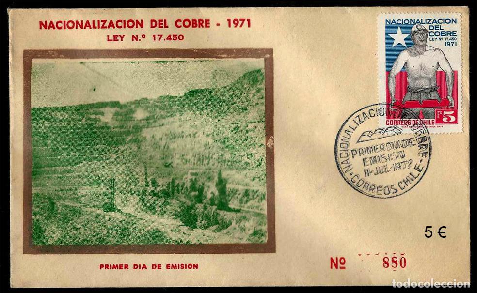 Sellos: SOBRE CIRCULADO NACIONALIZACI&Oacute;N DEL COBRE - CHILE 1971 - FILATELIA