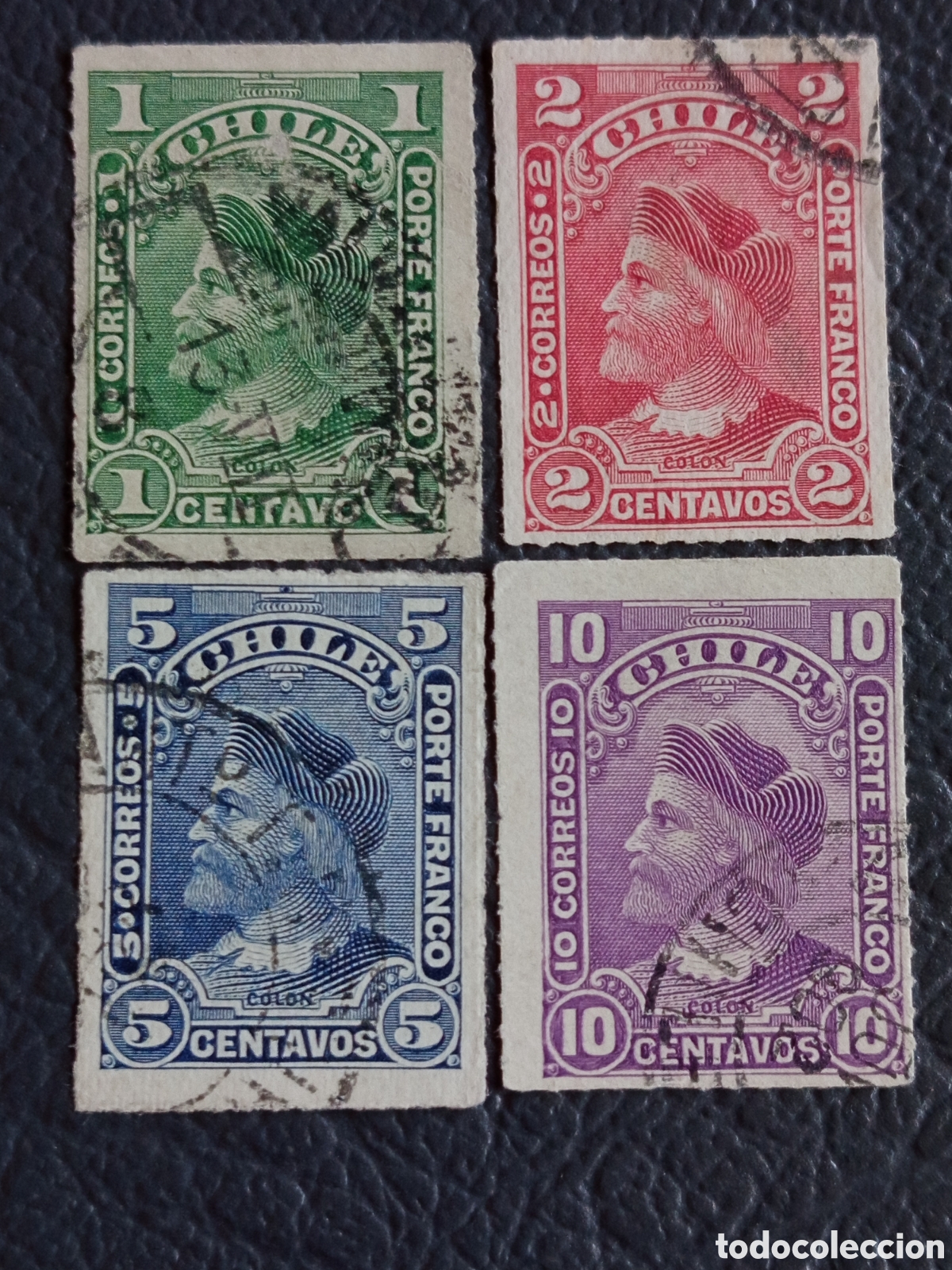 Sellos: Chile 1900-01 - Col&oacute;n &rdquo;Porte Franco&rdquo; - 4 valores 1/2/5/10c - Scott 50/53 - Usado