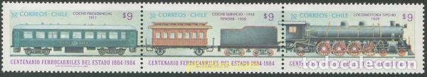 Sellos: 5941 MNH CHILE 1984 CENTENARIO DE LA NACIONALIZACION DEL FERROCARRIL