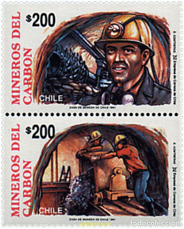 Sellos: 5945 MNH CHILE 1991 EN HOMENAJE A LOS MINEROS DEL CARBON