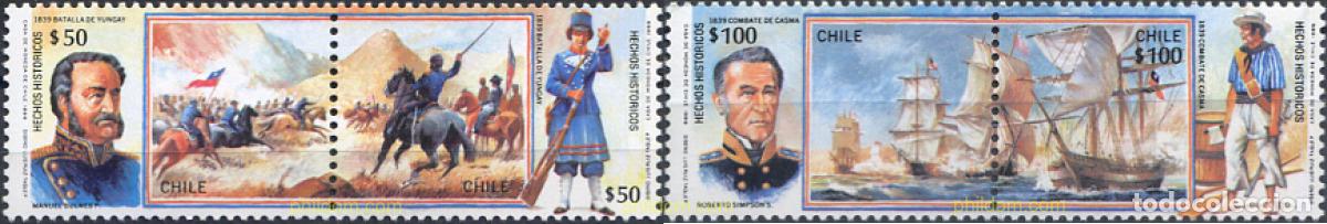 Sellos: 6869 MNH CHILE 1989 150 ANIVERSARIO DE LA BATALLA DE YUNGAY Y CASMA.