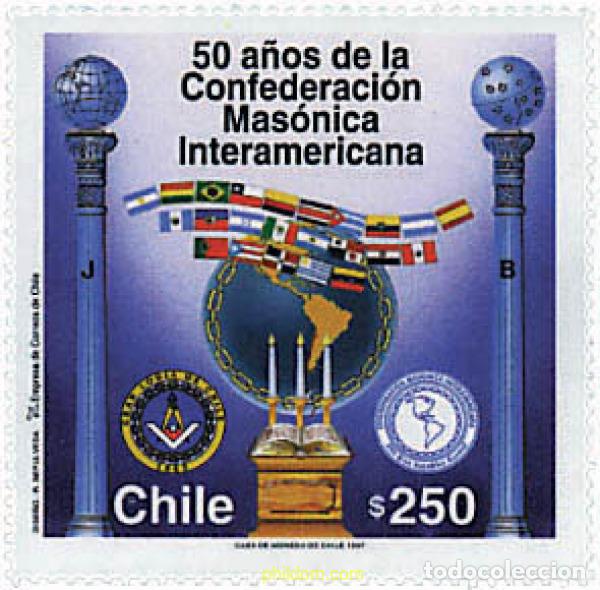 Sellos: 204769 MNH CHILE 1997 50 A&Ntilde;OS DE LA CONFEDERACION MASONICA INTERAMERICANA
