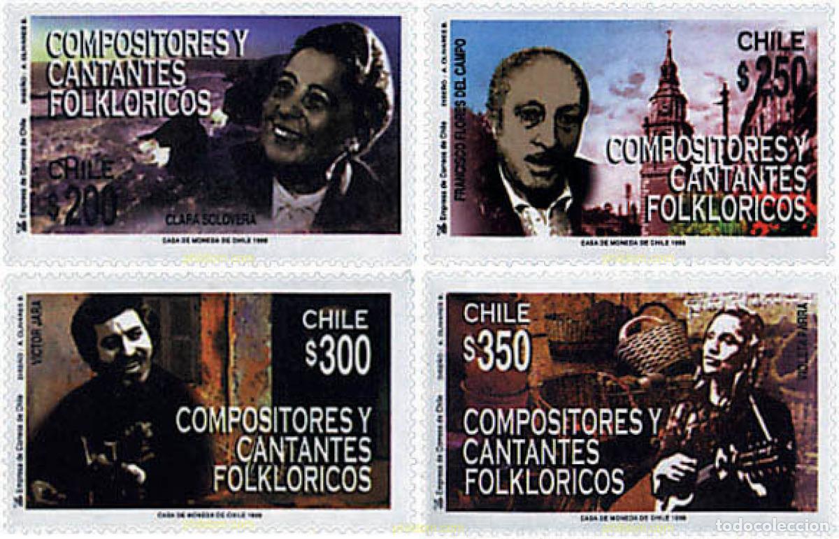 Sellos: 56931 MNH CHILE 1998 COMPOSITORES Y CANTANTES FOLCLORICOS