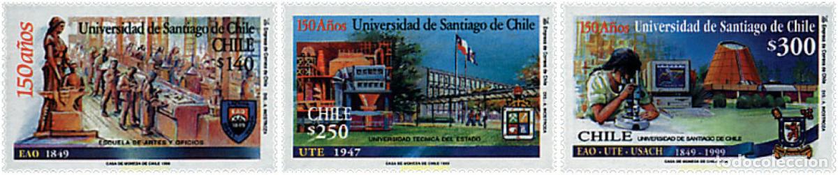 Sellos: 51379 MNH CHILE 1999 150 ANIVERSARIO DE LA UNIVERSIDAD DE SANTIAGO DE CHILE