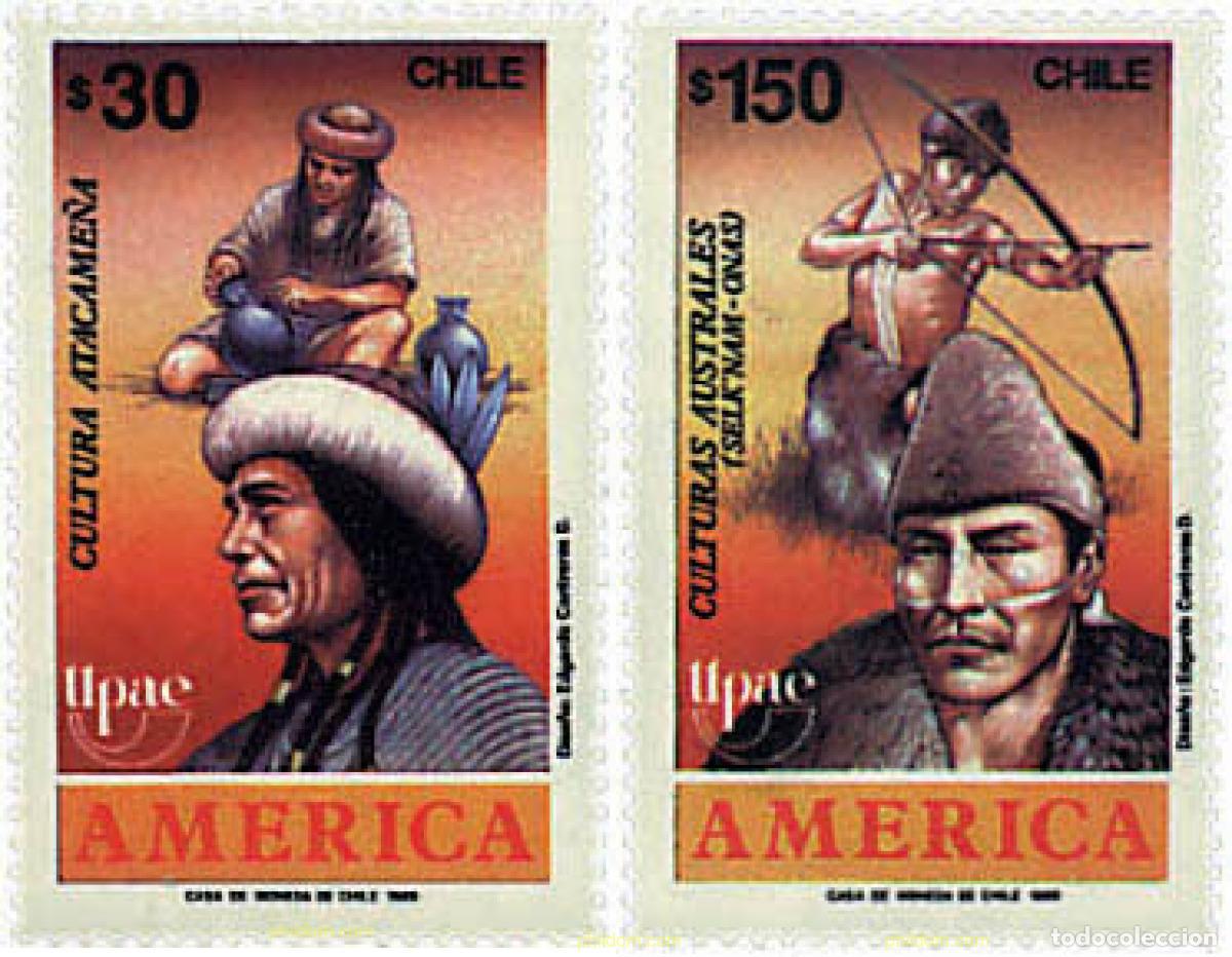 Sellos: 30836 MNH CHILE 1989 AMERICA-UPAEP 1989 - PUEBLOS PRECOLOMBIANOS, USOS Y COSTUMBRES