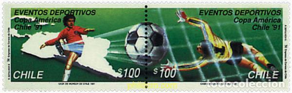Sellos: 130387 MNH CHILE 1991 COPA DE AMERICA DE FUTBOL