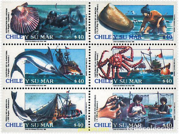 Stamps: 139834 MNH CHILE 1990 RECURSOS DE LA PESCA CHILENA