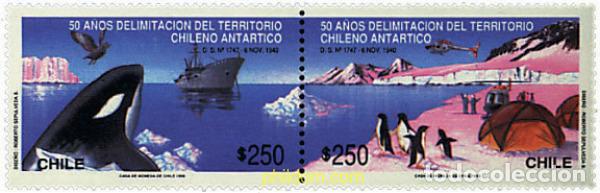 Sellos: 139836 MNH CHILE 1990 50 ANIVERSARIO DE LA DELIMITACION DEL TERRITORIO ANTARTICO
