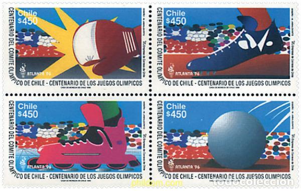 Sellos: 130392 MNH CHILE 1996 CENTENARIO DEL COMITE OLIMPICO CHILENO Y DE LOS JUEGOS OLIMPICOS