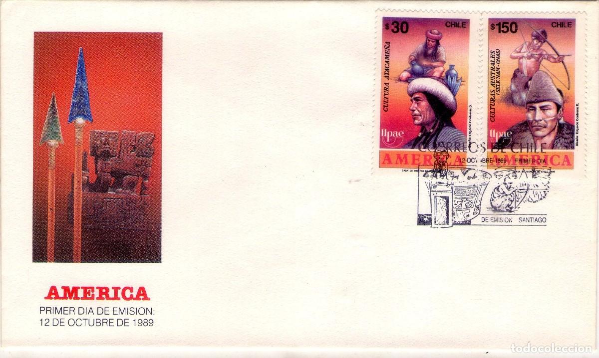 Sellos: CHILE. 923-24. FDC. AMERICA-UPAEP'89. CULTURAS AUSTRALES. (673)