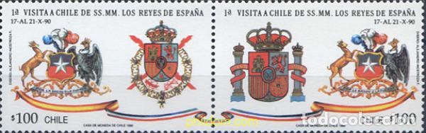 Sellos: 303478 MNH CHILE 1990 PRIMERA VISITA A CHILE DE LOS REYES DE ESPA&Ntilde;A