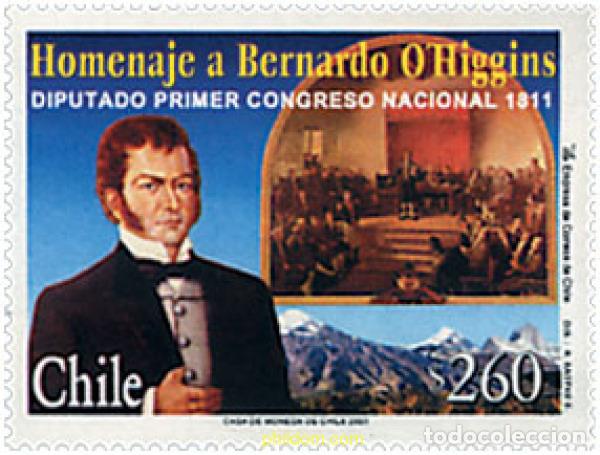 Sellos: 80832 MNH CHILE 2001 HOMENAJE A BERNARDO O HIGGINS RIQUELME