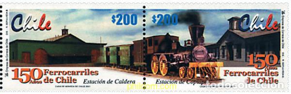 Francobolli: 39 MNH CHILE 2001 150 ANIVERSARIO DE LOS FERROCARRILES DE CHILE