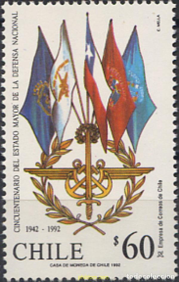 Sellos: 303507 MNH CHILE 1992 CINCUENTENARIO DEL ESTADO MAYOR DE DEFENSA NACIONAL