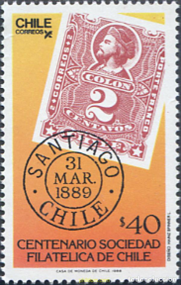 Sellos: 303442 MNH CHILE 1988 CENTENARIO DE LA SOCIEDAD FILATELICA DE CHILE