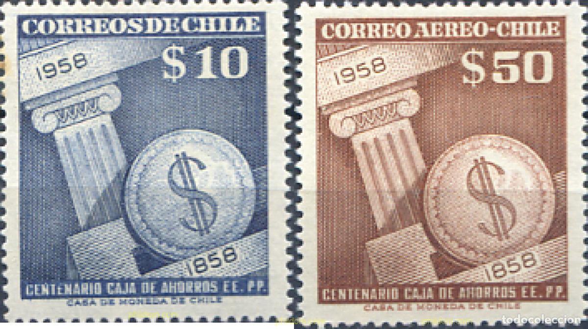 Sellos: 303249 MNH CHILE 1958 CENTENARIO DE LA CAJA DE AHORROS
