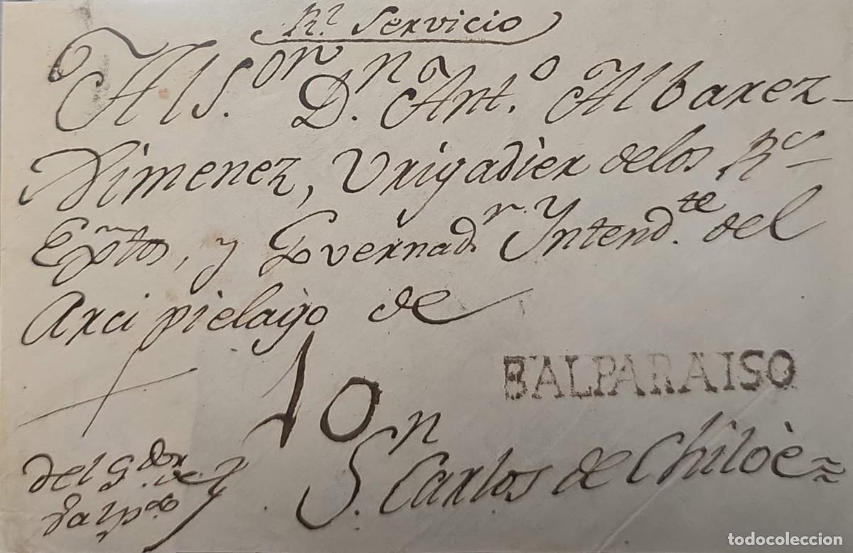 Sellos: O) CHILE, PREPHILATELIC - PRESTAMP, BALPARAISO MARK IN BLACK, - VALPARAISO,ADDRESSED TO GOVERNOR A