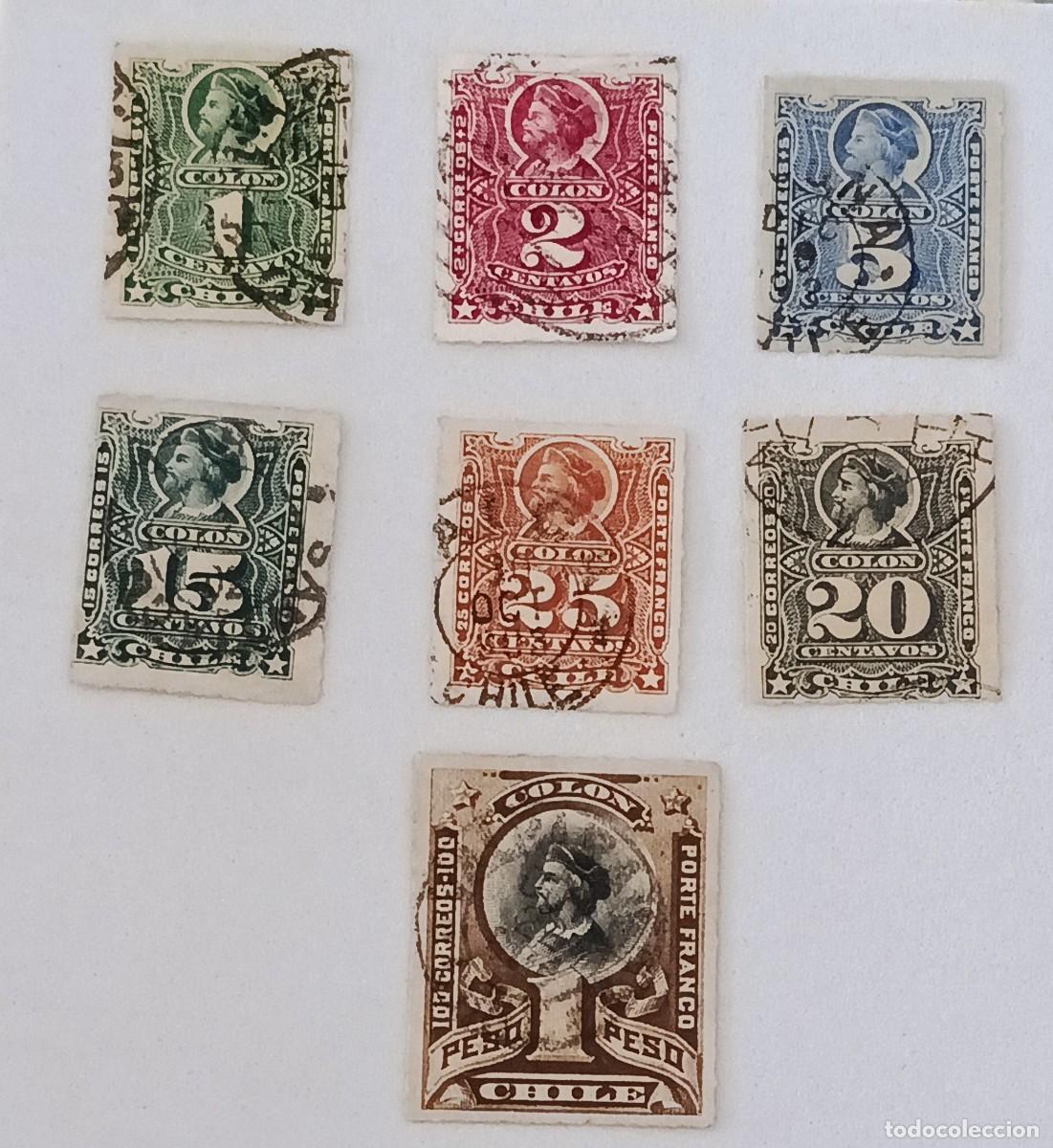 Sellos: Sellos Chile 1883 -1889 Crist&oacute;bal Col&oacute;n.