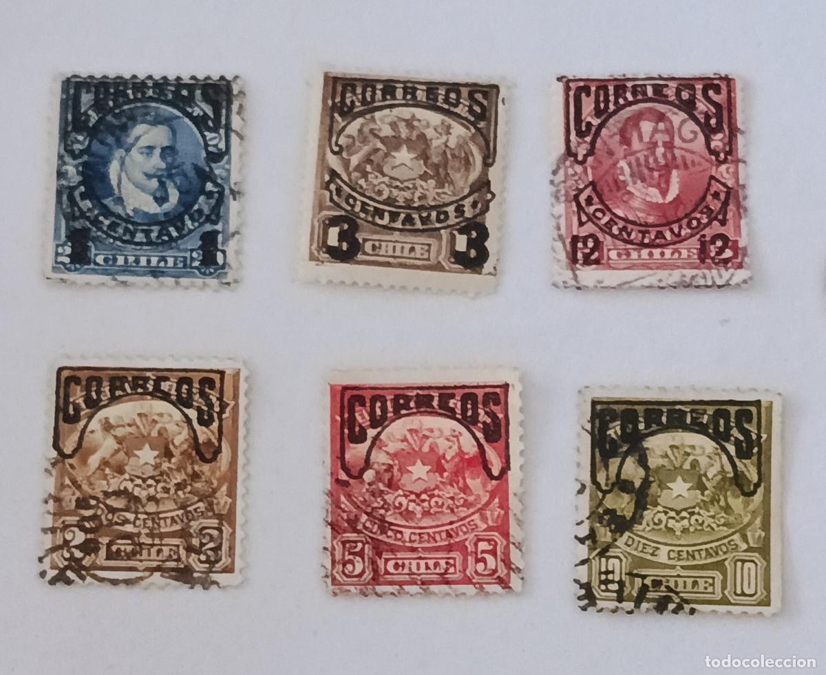Sellos: Sellos Chile 1904 Sellos de tel&eacute;grafos. Sobrecargados por la imprenta Barcelona.