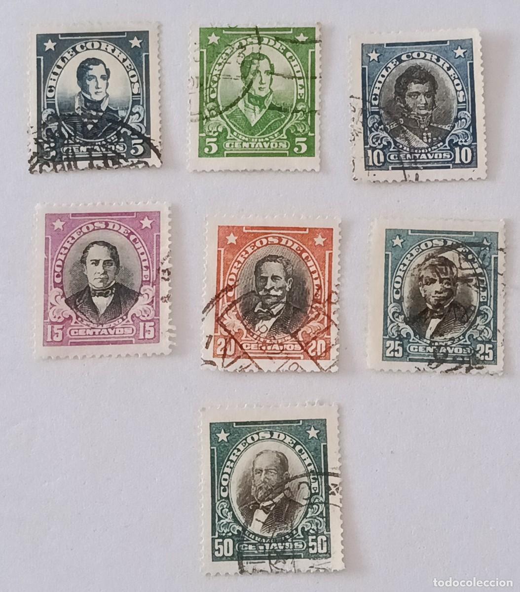 Sellos: Sellos Chile 1928 -1930 Personajes sobrecargados &rdquo;CORREOS DE CHILE&rdquo;.