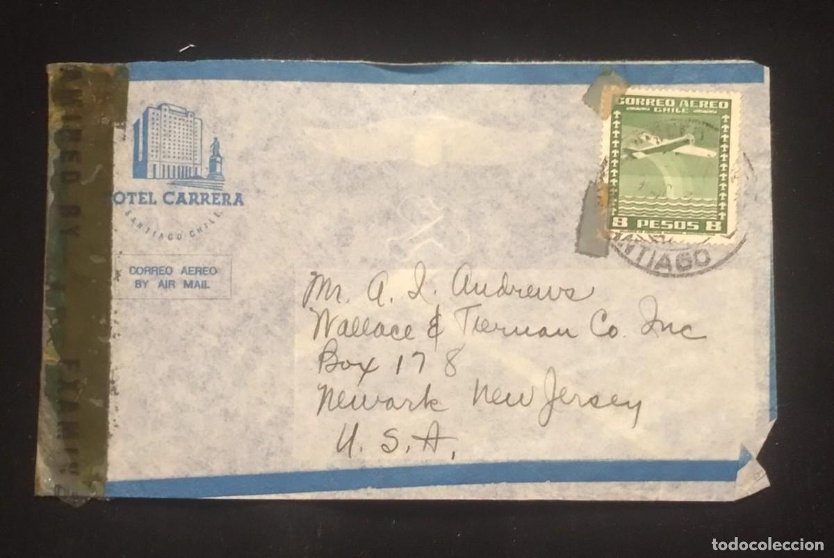 Sellos: TS) 1941 CHILE, CENSORSHIP, AIRMAIL, COVER SENT FROM SANTIAGO TO NEW JERSEY, USA.