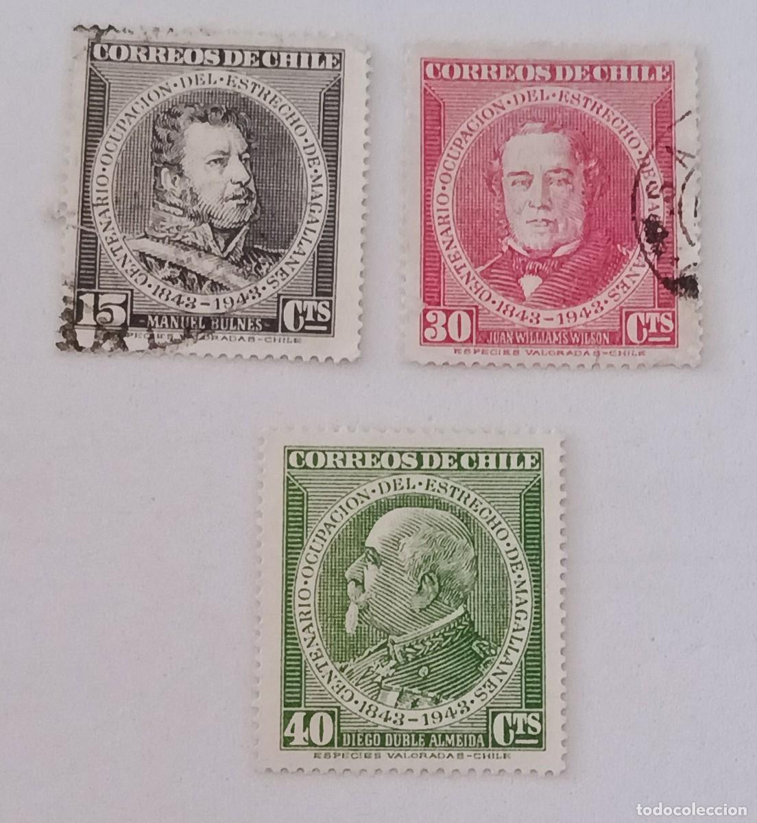 Sellos: Sellos Chile 1944 Centenario de la ocupaci&oacute;n del estrecho de Magallanes.
