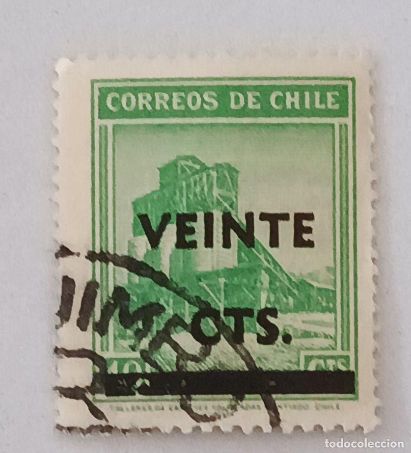 Sellos: Sellos Chile 1948 Extracci&oacute;n del cobre. Sobrecargado &rdquo;Veinte Cts&rdquo;.