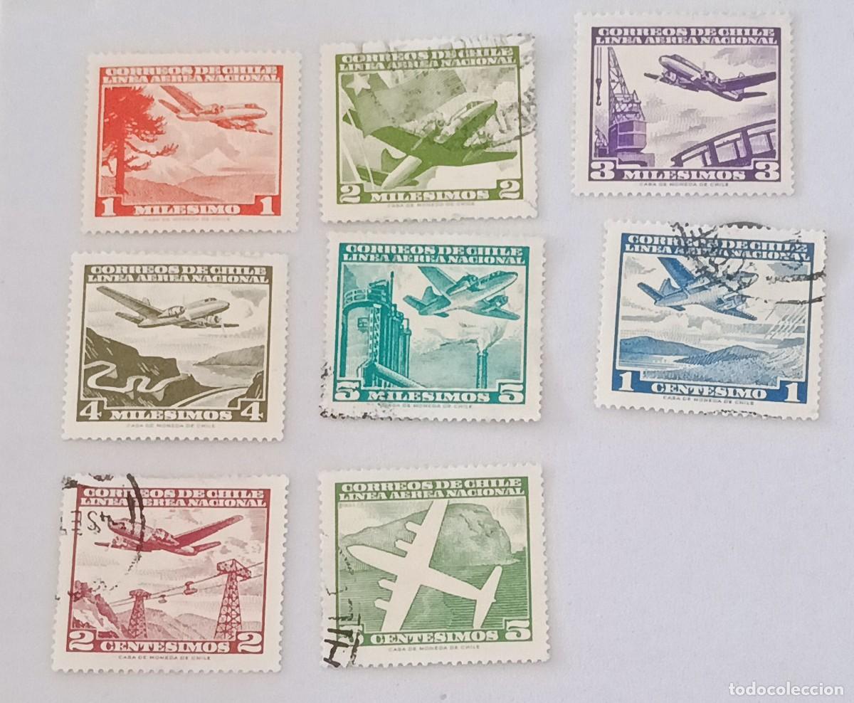 Sellos: Sellos Chile 1960 -1961 Serie de 1.950 - 1.959 modificada. A&eacute;reos.