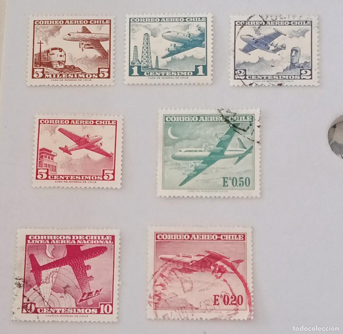 Sellos: Sellos Chile 1961 -1964 Serie de 1.956 - 1.957 modificada. A&eacute;reos.