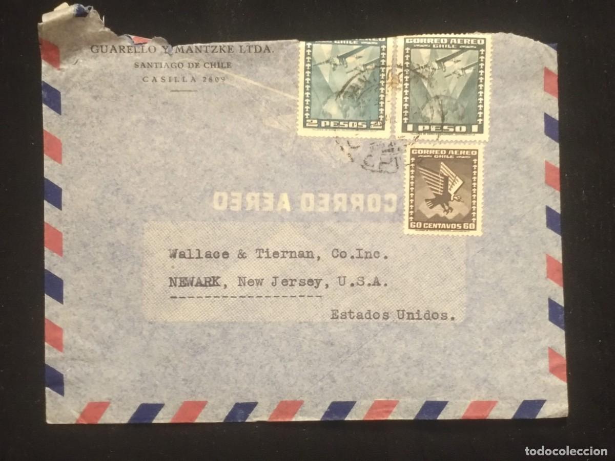 Sellos: TS) 1952 CHILE, COVER SENT FROM SANTIAGO, CHILE TO NEW JERSEY, AIRMAIL, WITH AN ANDEAN CONDOR WITH I