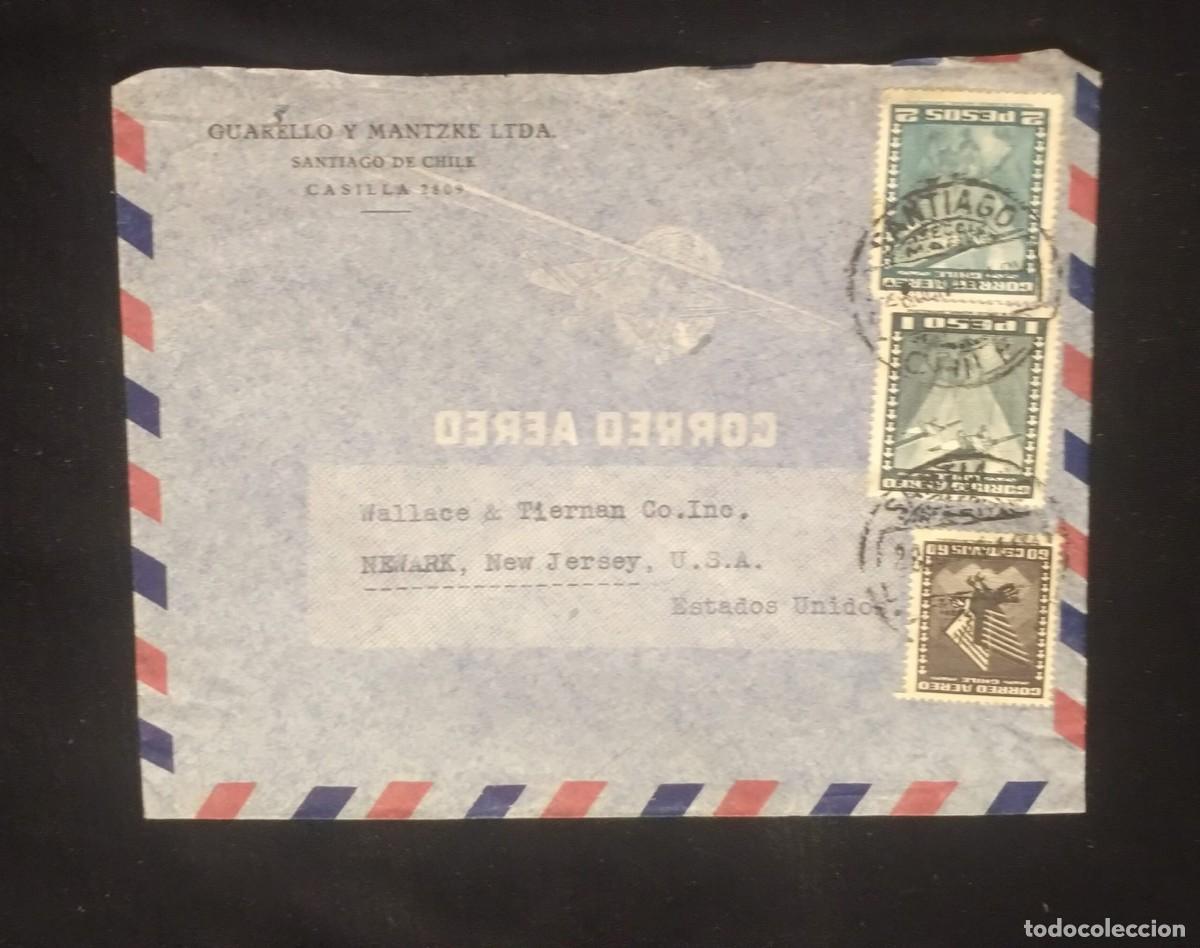 Sellos: TS) 1941 CHILE, COVER SENT FROM SANTIAGO, CHILE, TO NEW JERSEY,AIRMAIL,WITH AN ANDEAN CONDOR WITH IT