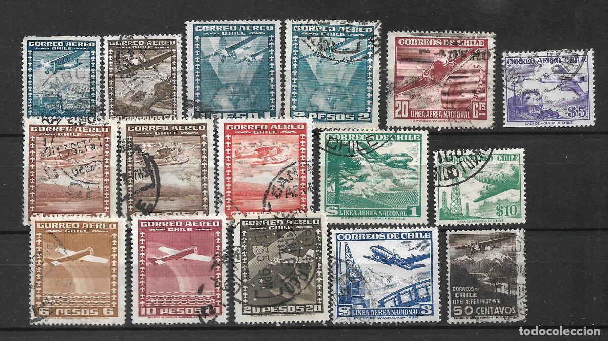 Sellos: chile lote 16 sellos correo aereo usado - 7/36