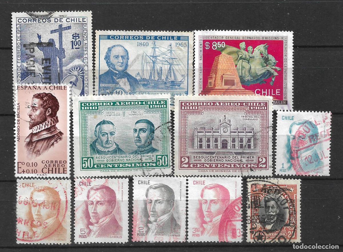 Sellos: chile lote 12 sellos usado - 7/36