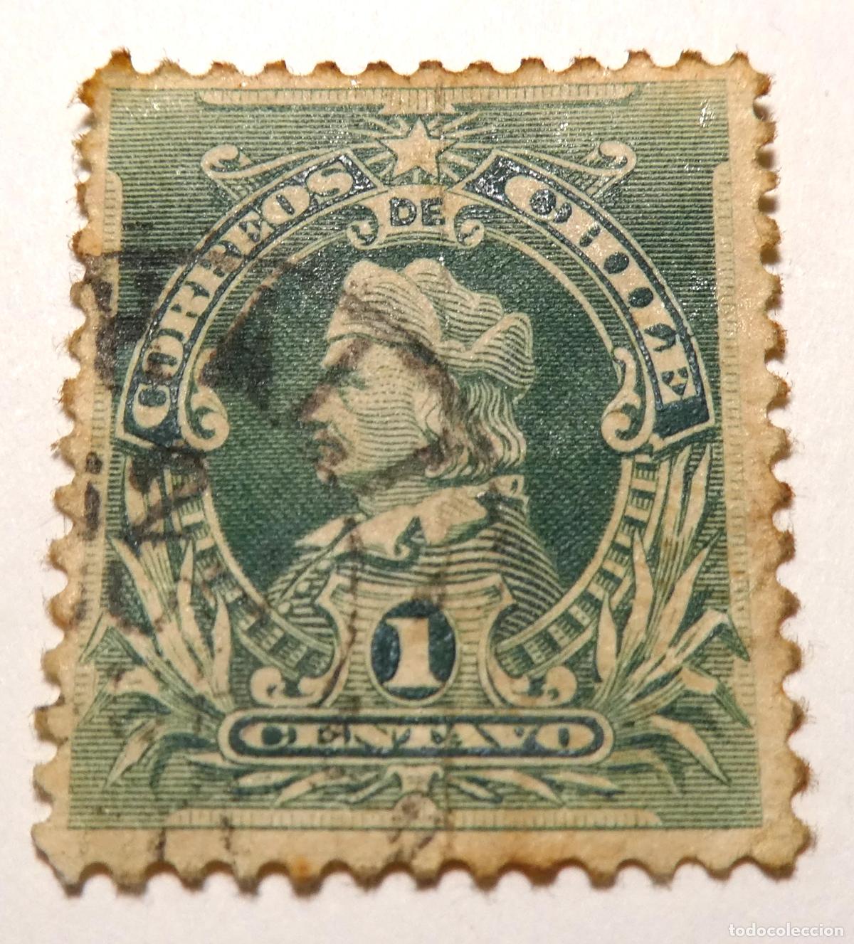 Sellos: Sello Postal de Chile 1 centavo de 1901, Crist&oacute;bal Col&oacute;n