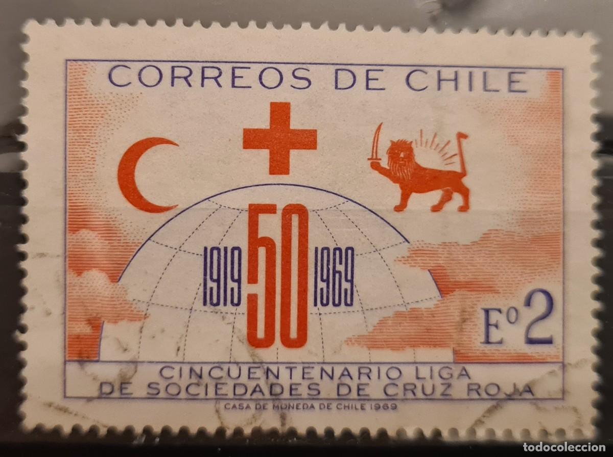 Sellos: Sello usado de Chile 1969: Cincuentenario de la Liga de Sociedades de la Cruz Roja