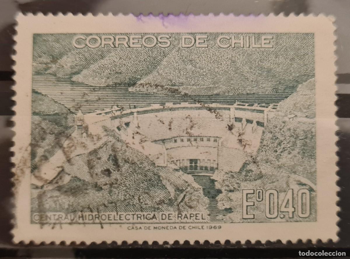 Sellos: Sello usado de Chile 1969: Central hidroel&eacute;ctrica de Rapel