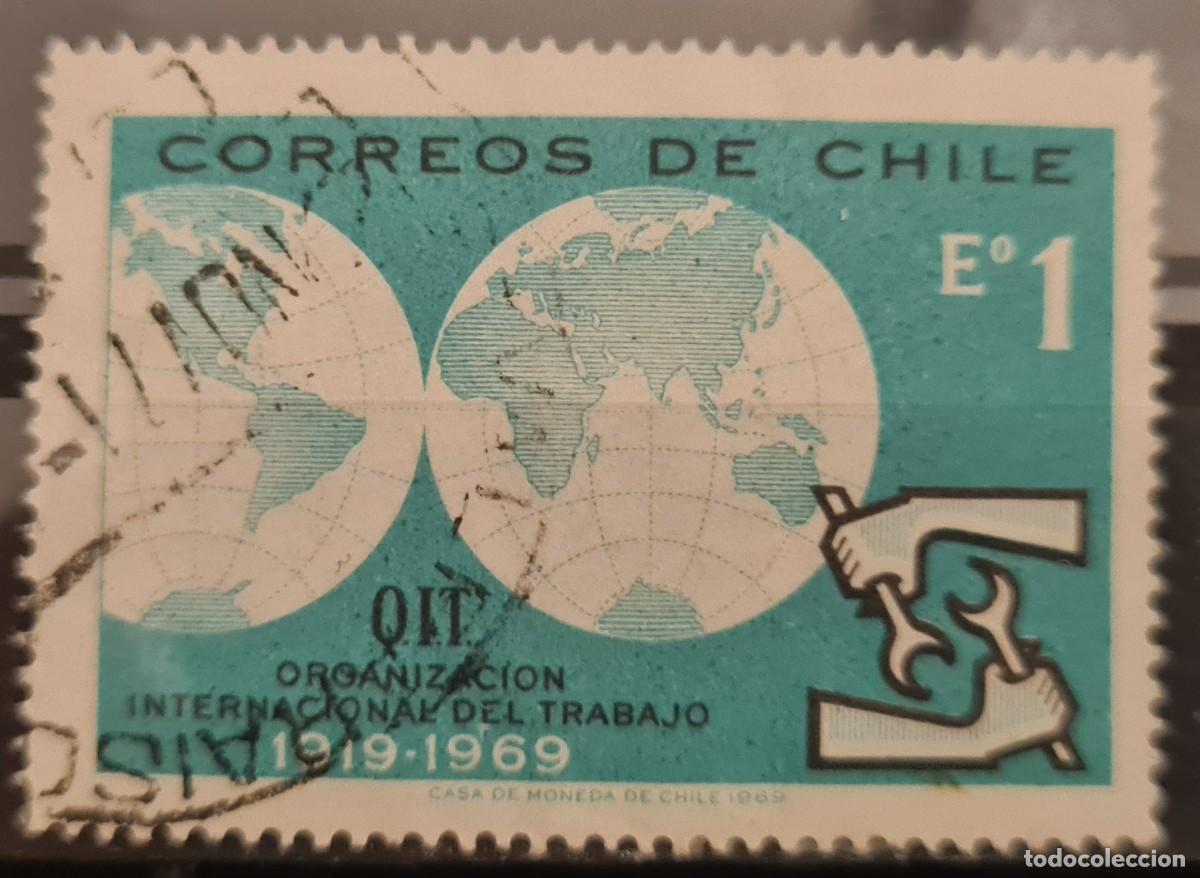 Sellos: Sello usado de Chile 1969: 50 aniversario de la Organizaci&oacute;n del Trabajo