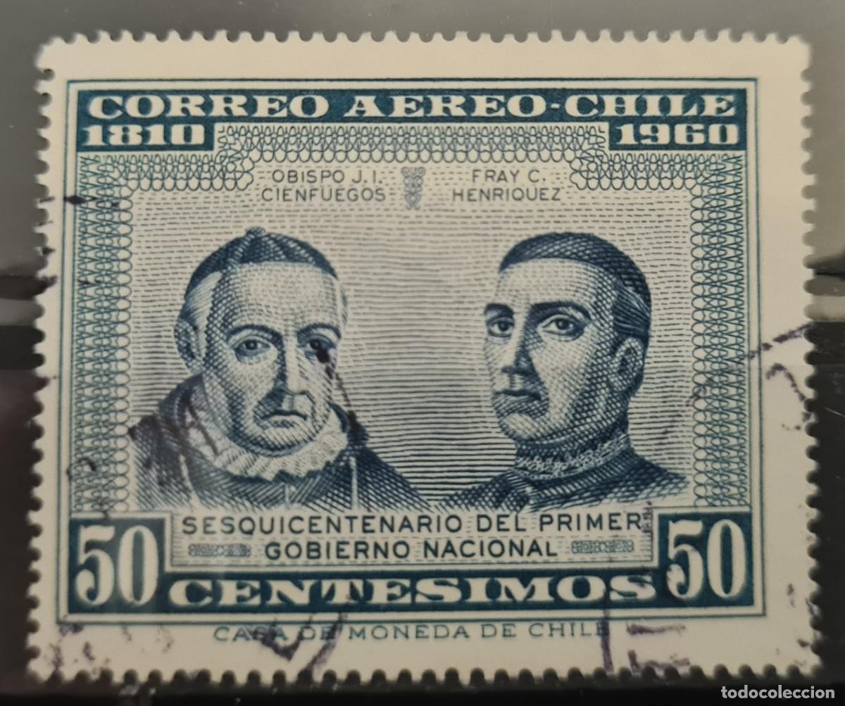 Sellos: Sello a&eacute;reo usado de Chile 1964-65: Sesquicentenario del primer Gobierno Nacional