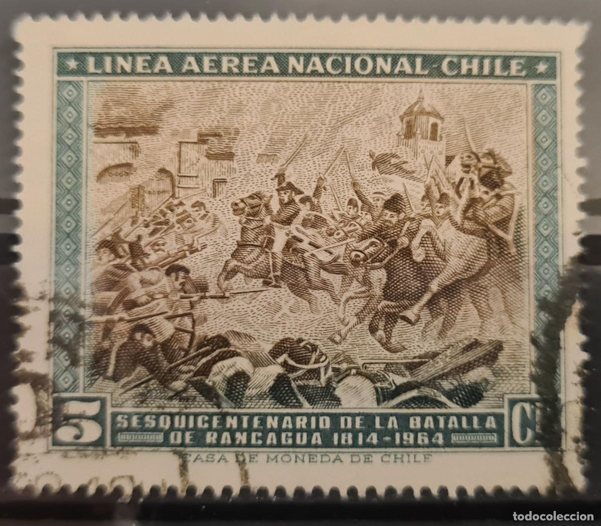 Sellos: Sello a&eacute;reo usado de Chile 1965: Sesquicentenario de la batalla de Rancagua