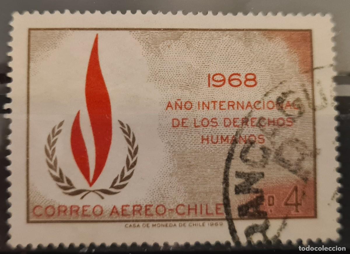 Sellos: Sello a&eacute;reo usado de Chile 1969: A&ntilde;o Internacional de los Derechos Humanos