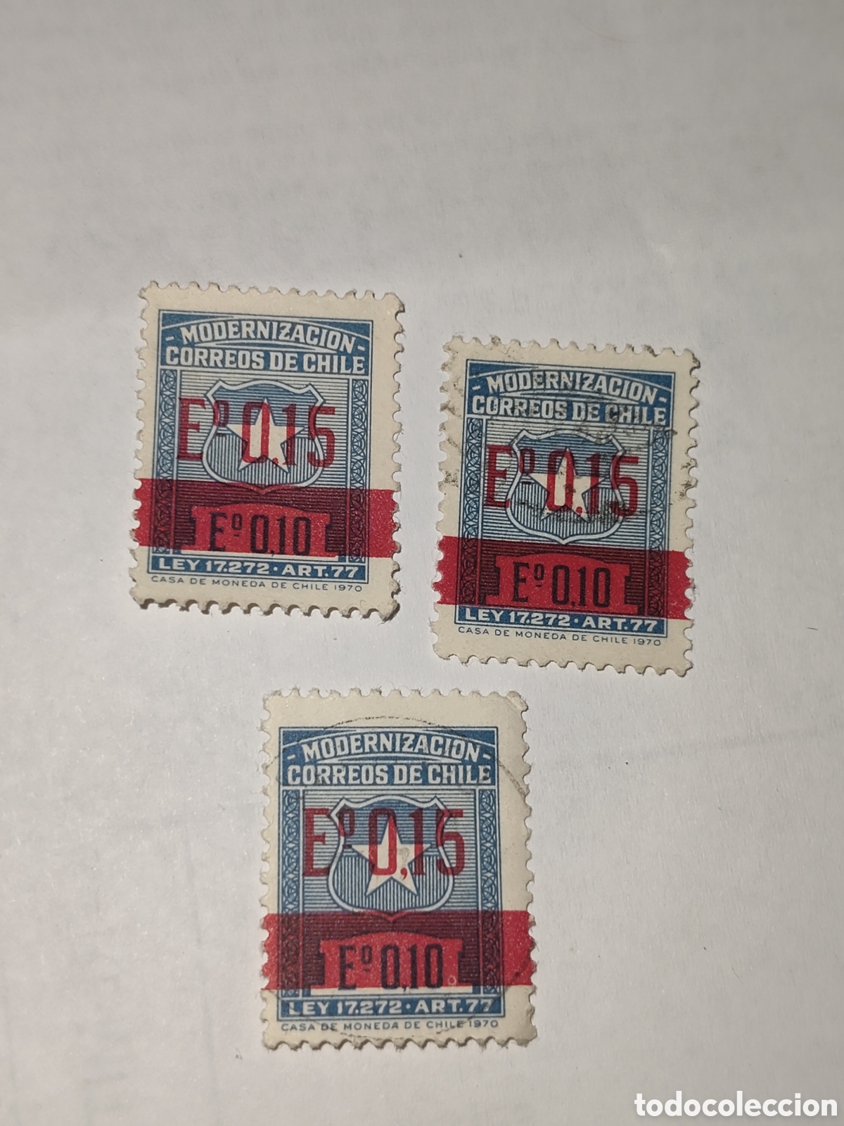 Sellos: 3 sellos de Chile modernizaci&oacute;n de correos 1970