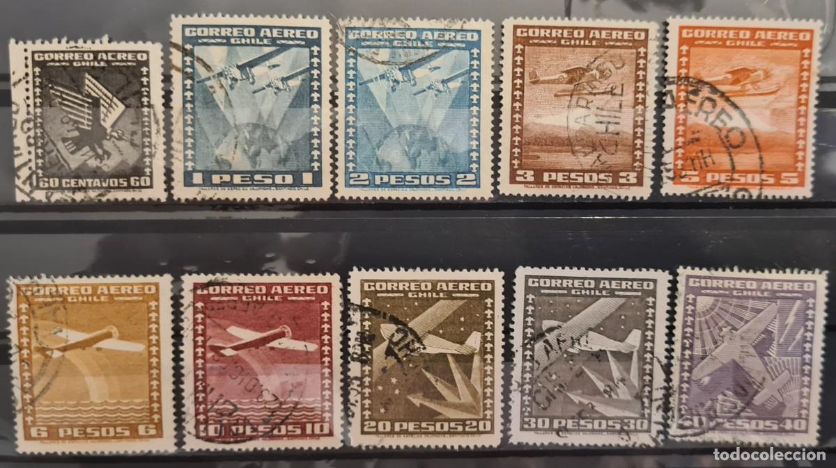 Stamps: Serie de sellos a&eacute;reos usados de Chile 1934-38