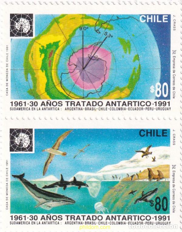 Sellos: 147910 MNH CHILE 1991 30 ANIVERSARIO DEL TRATADO DE LA ANTARTIDA