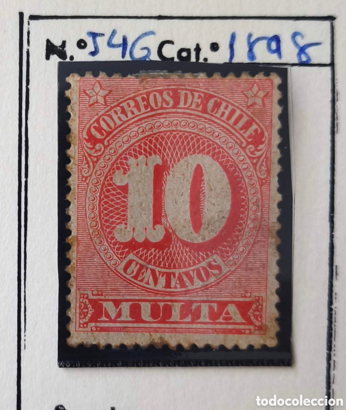 Sellos: Chile. 1898. 10 centavos. Multa