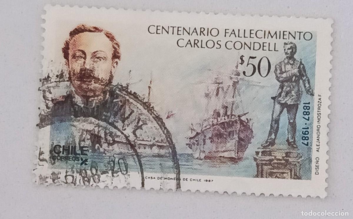Sellos: Sellos Chile 1987 Centenario de la muerte del almirante Carlos Condell, 1.843 - 1.887