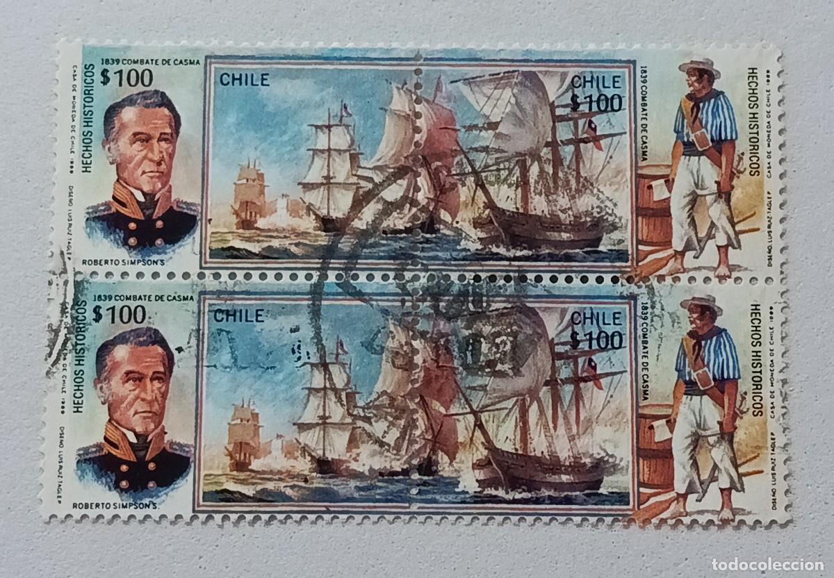 Sellos: Sellos Chile 1989 H&eacute;roes nacionales.
