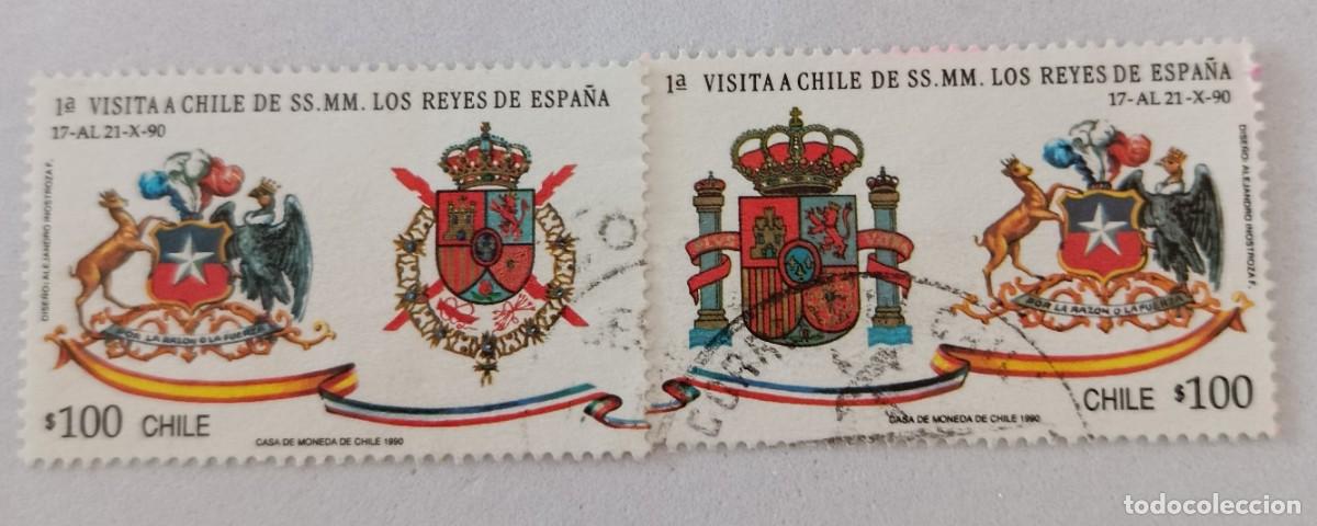 Sellos: Sellos Chile 1990 Visita de los reyes de Espa&ntilde;a a Chile.